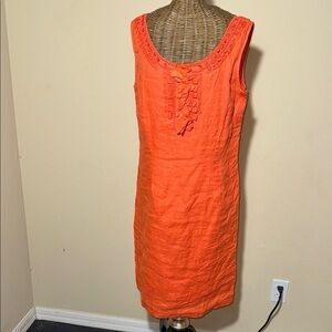 Amtica Sartoria Giacomo Cirque Orange Linen Sleeveless Dress OS